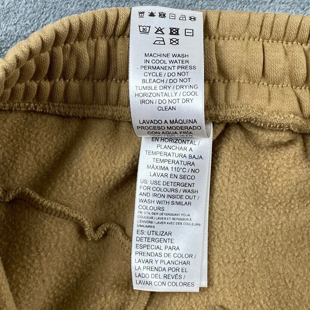 Puma Mens Small Joggers Tan Brown Fleece Logo Drawstring Sweatpants